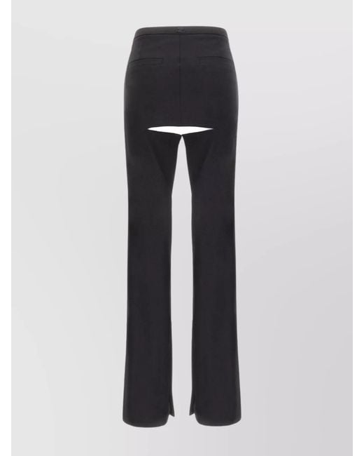Courreges Black Virgin Wool Flared Trousers