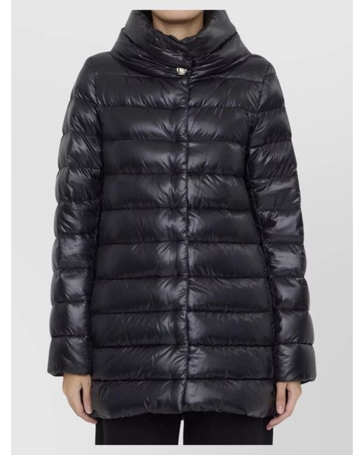 Herno Black Quilted Down Jacket High Collar