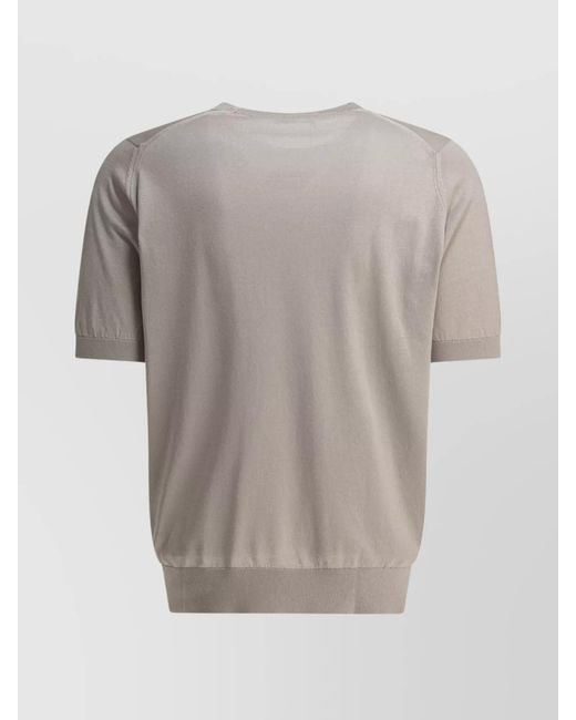 John Smedley Gray Short Sleeves With Ribbed Neckline And Hem for men