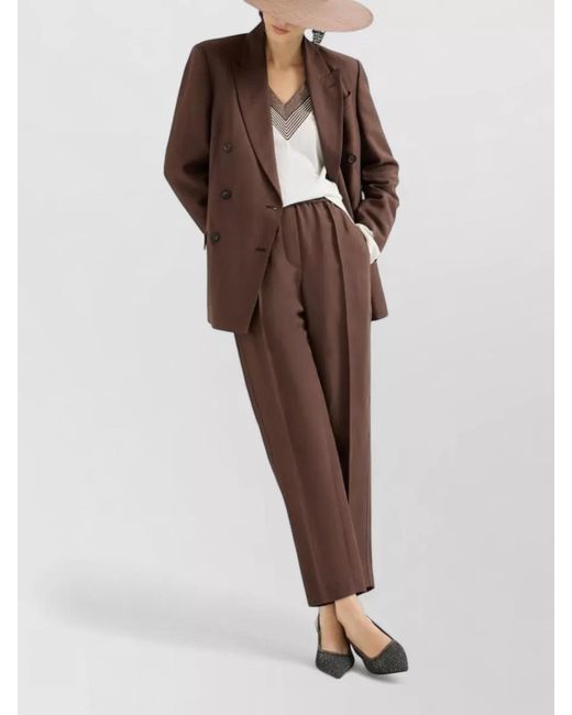 Brunello Cucinelli Brown Relaxed-Fit High-Rise Trousers
