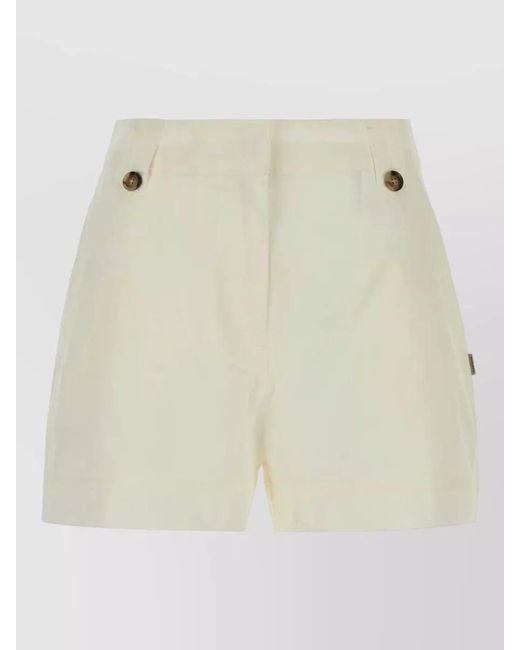 Woolrich Natural Cotton Poplin Cropped Shorts