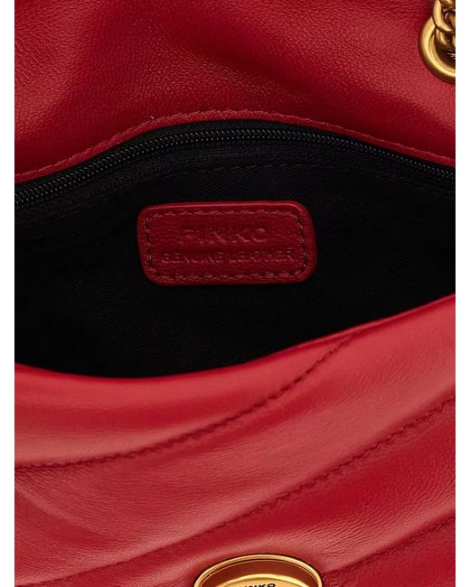 Pinko Red Baby Love Puff Chain Shoulder Bag