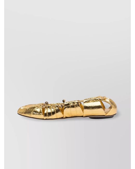 Chloé Metallic Leather Cutout Ballerina Flats