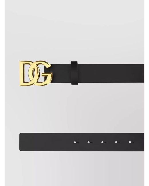 Dolce & Gabbana Gray Leather Logo Buckle Belt