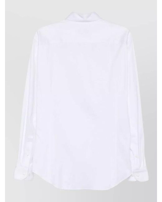 Giorgio Armani White Silk Nylon Shirt Long Sleeves Curved Hem for men