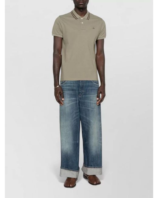 Vivienne Westwood Natural Striped Cotton Short-Sleeve Polo Shirt for men