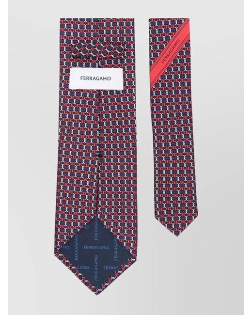 Ferragamo Purple Silk Geometric-Pattern Tie for men
