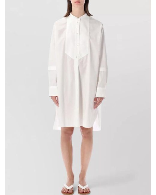 Studio Nicholson White Smoking Shirt Dress Collar Cuff Detail