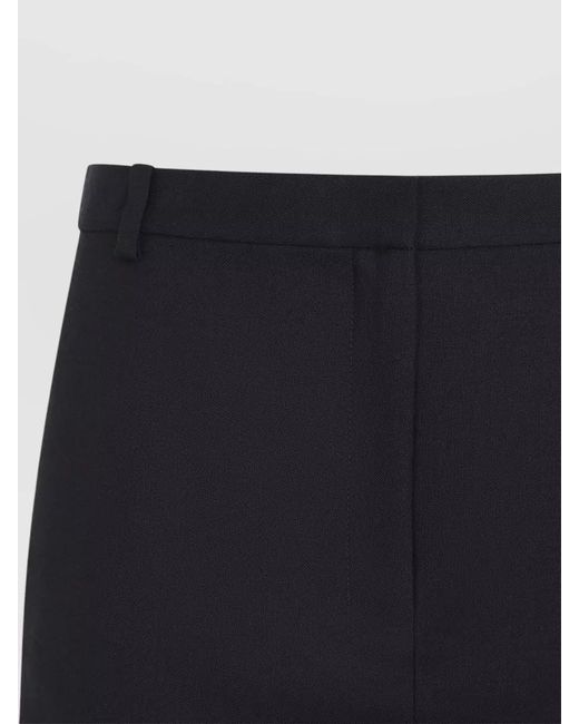 Theory Black High Waist Wool Blend Midi Skirt