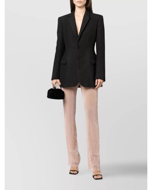 Santa Brands White Rhinestone-Embellished High-Rise Straight-Leg Trousers