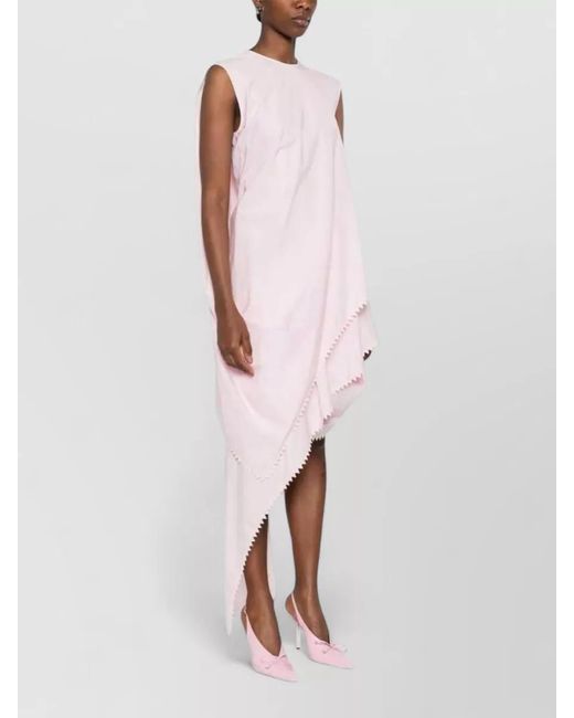 Jacquemus Pink Short Dress Asymmetric Hem Zigzag Trim