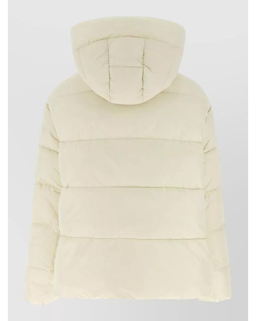Pinko Natural Love Birds Logo Hooded Quilted Down Jacket