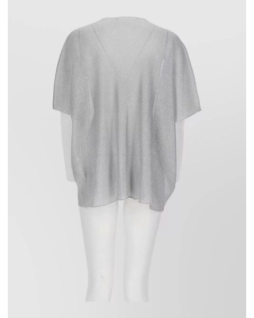 Circus Hotel Gray Knit Top V Neckline Short Sleeves