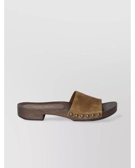 Miu Miu Multicolor Suede Leather Clogs
