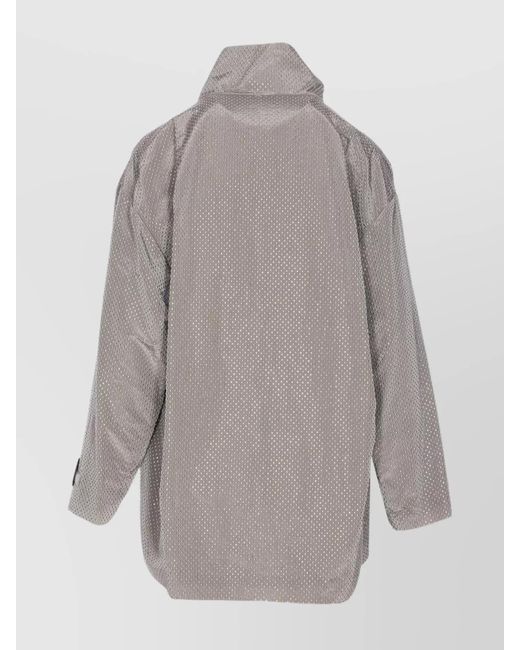 Pinko Gray Drawstring Waist Parka Strass