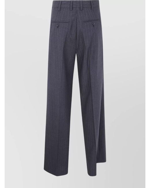 Filippa K Blue Pinstripe Trousers Pleated Front