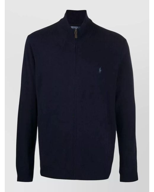 Polo Ralph Lauren Blue Long Sleeve Zip Jacket Stand Collar for men