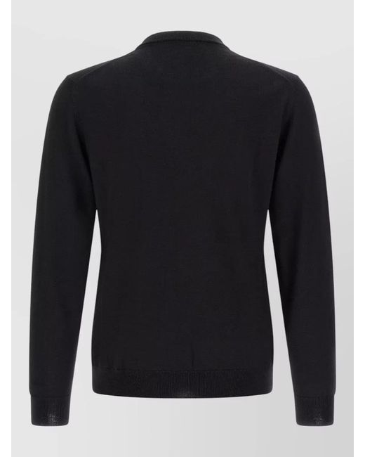 Zanone Black Wool Crew Neck Regular Fit Sweater for men