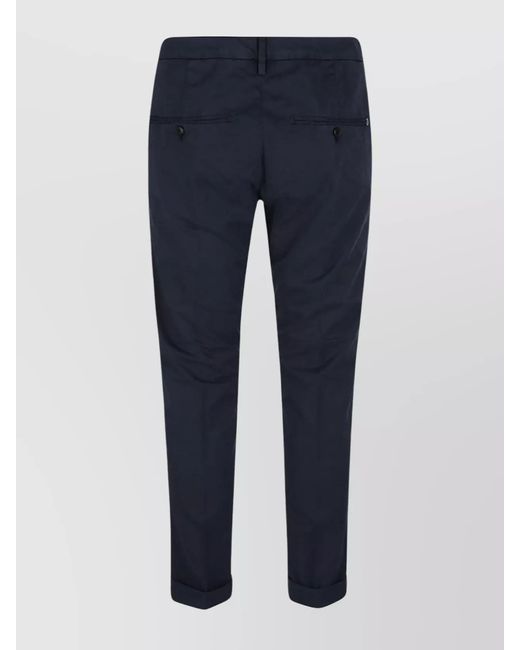 Dondup Blue Low-Rise Straight-Leg Trousers for men