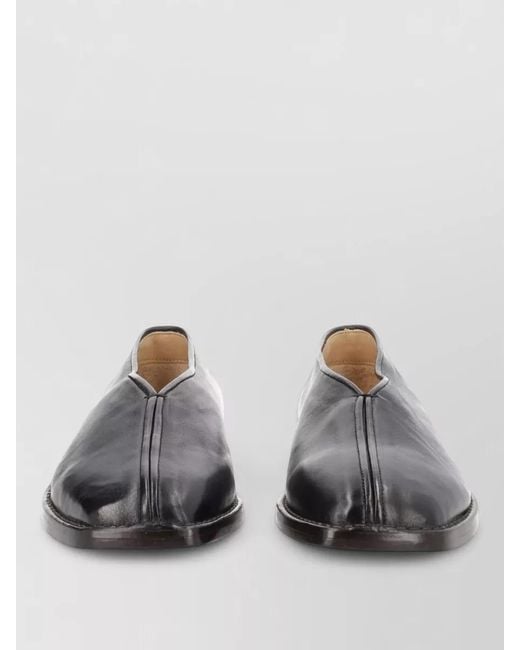 Lemaire Gray Leather Loafer Slipper Round Toe Piping for men