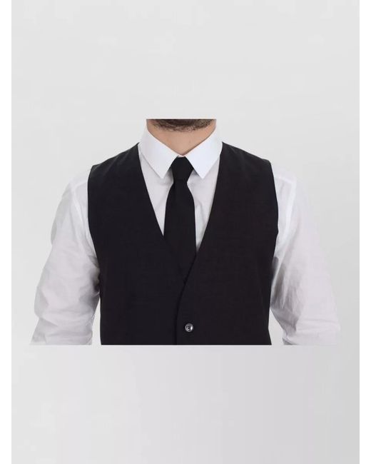 Dolce & Gabbana Blue Wool Slim-Fit V-Neck Waistcoat for men