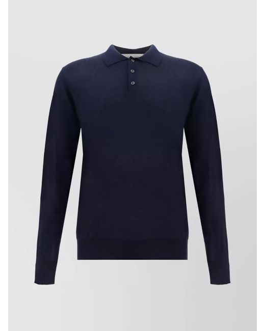 Golden Goose Deluxe Brand Blue Virgin Wool Long-Sleeve Polo Shirt for men