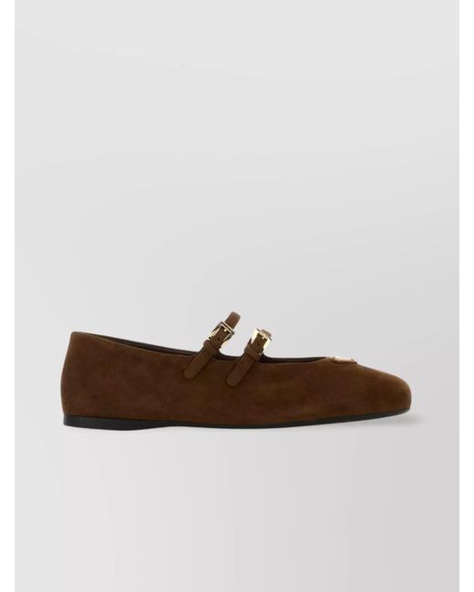 Prada Brown Suede Flat Sole Ballerinas