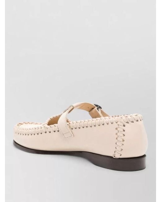 Hereu Natural Alcover Leather Loafers Buckle Woven Detail