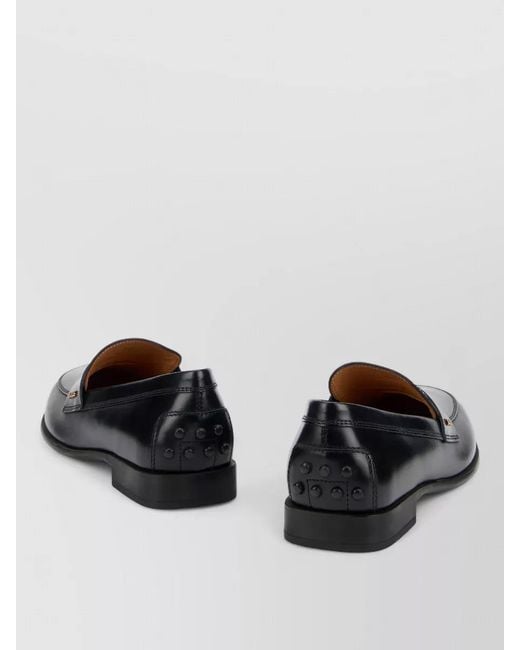 Tod's Black Smooth Leather Moccasin Style Oxford Shoes
