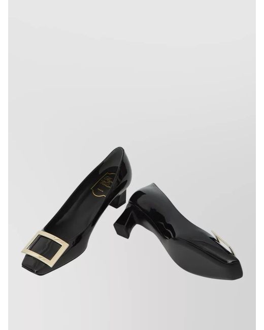 Roger Vivier Black Belle Vivier Trompette Leather Ballerina Shoes
