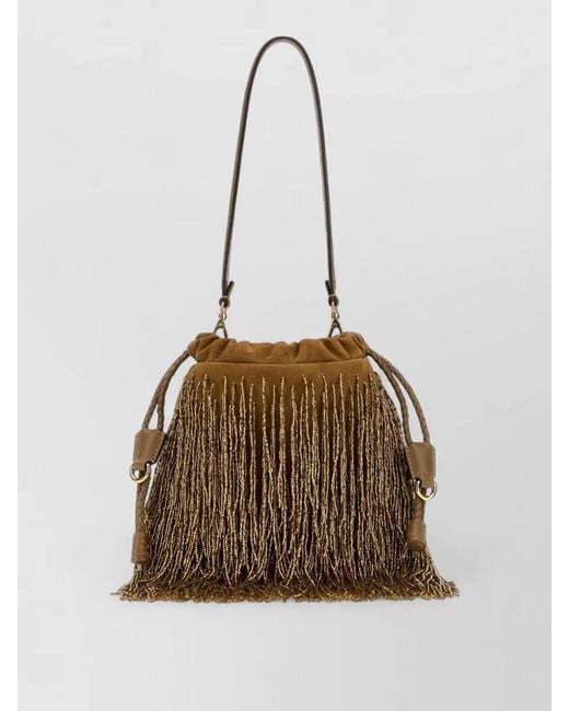 Etro Natural Kalispera Suede Small Bucket Bag
