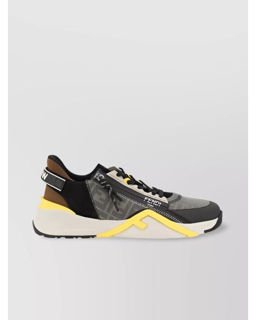 Fendi Multicolor Streamline Leather Sneakers With Embossed Ff Print for men