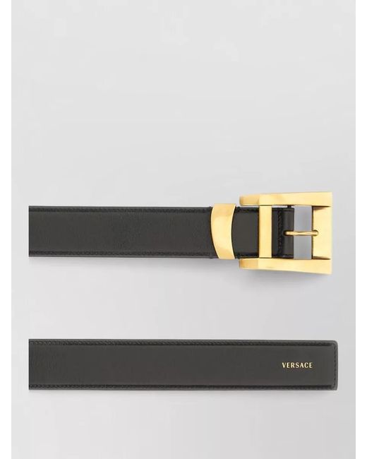 Versace Gray Adjustable Length Belt Rectangular Metal Buckle for men