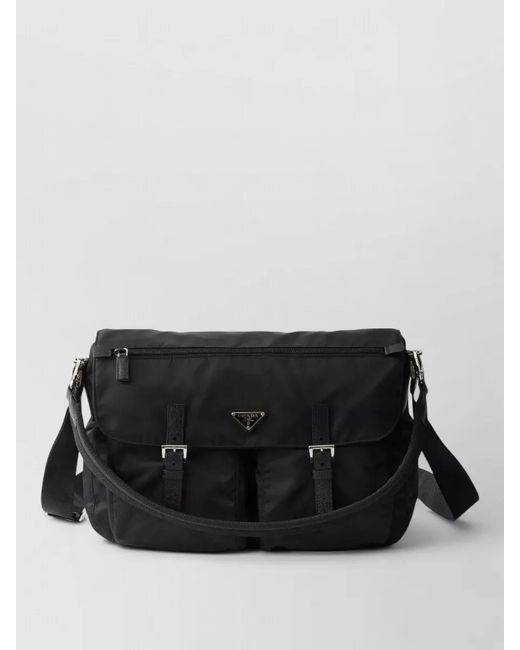Prada Black Shoulder Bag Tessuto Pelle Adjustable Strap for men