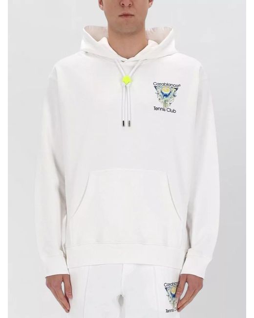Casablanca White Tennis Club Icon Hooded Logo Sweatshirt for men