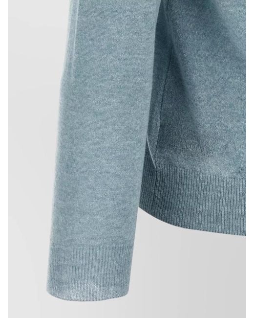 Zanone Blue Long Sleeve Cashmere Polo Shirt for men
