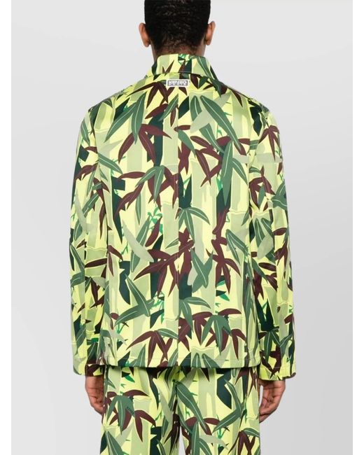 KENZO Green Logo Print Shirt Jacket for men