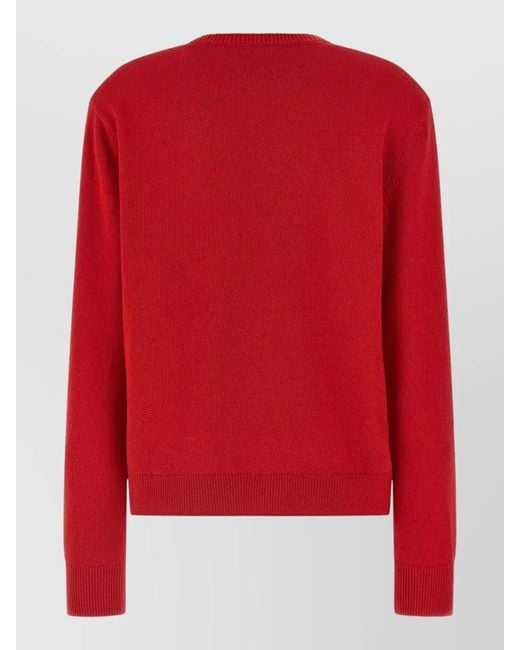 Mc2 Saint Barth Red Royal Crown Knit Crew Neck Sweater