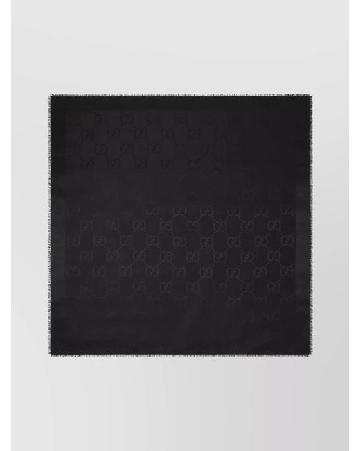 Gucci Black Jacquard Wool And Silk Shawl Gg Motif
