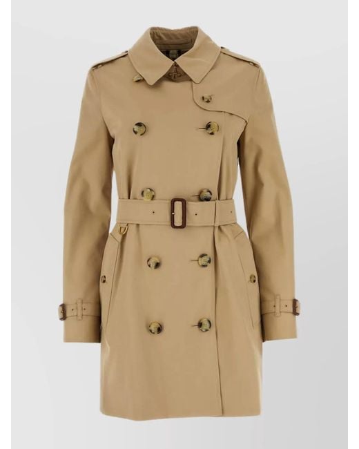 Burberry Natural Cotton Double-Breasted Belted Trench Coat