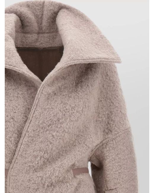 Rick Owens Natural Alpaca Wool Belted Maxi Coat