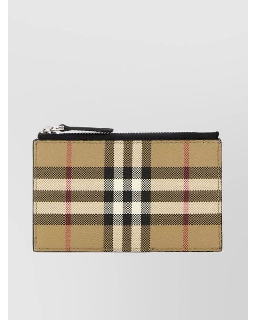 Burberry Natural Checked Canvas Card Holder for men
