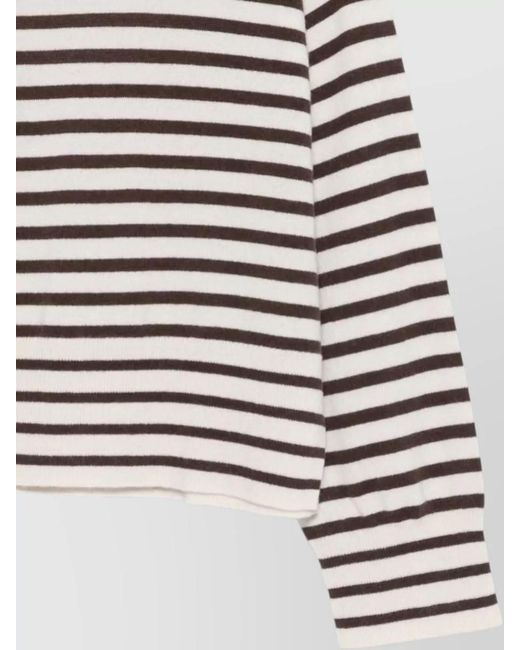 Closed White Striped Crew Neck Cropped Long Sleeve Top