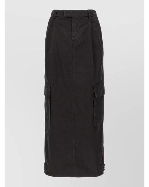 ARMARIUM Black Shiv Skirt Back Slit Belt Loops Cargo