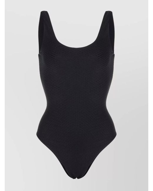 Anine Bing Black Jace Honeycomb Textured One-Piece Swimsuit
