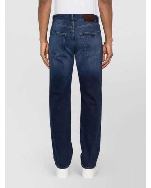 Emporio Armani Blue Denim Cotton Trousers Belt Loops Pockets for men