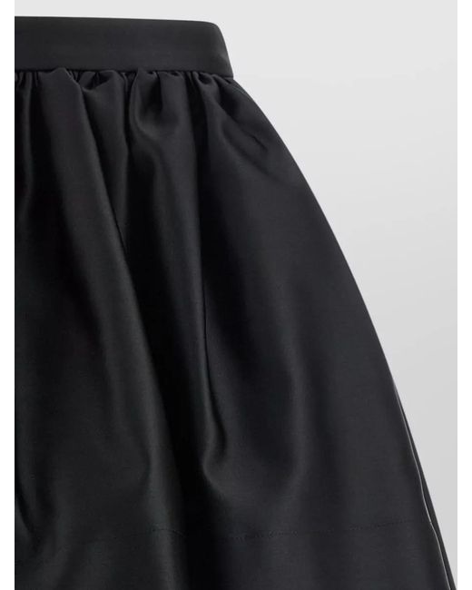 Rabanne Black Satin Skirt Elastic Waist Flared Silhouette