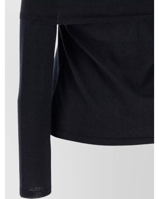 Max Mara Blue Cashmere Off Shoulder Fitted Knit Top