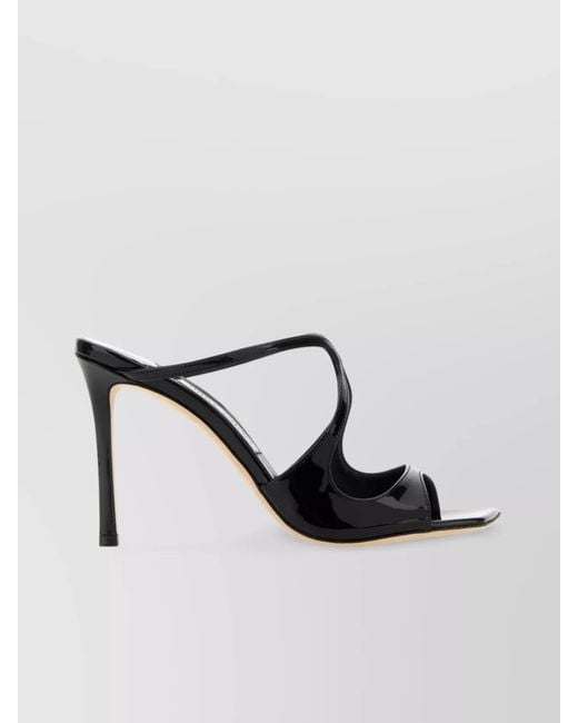 Jimmy Choo Black Leather Strappy Open Toe Mules