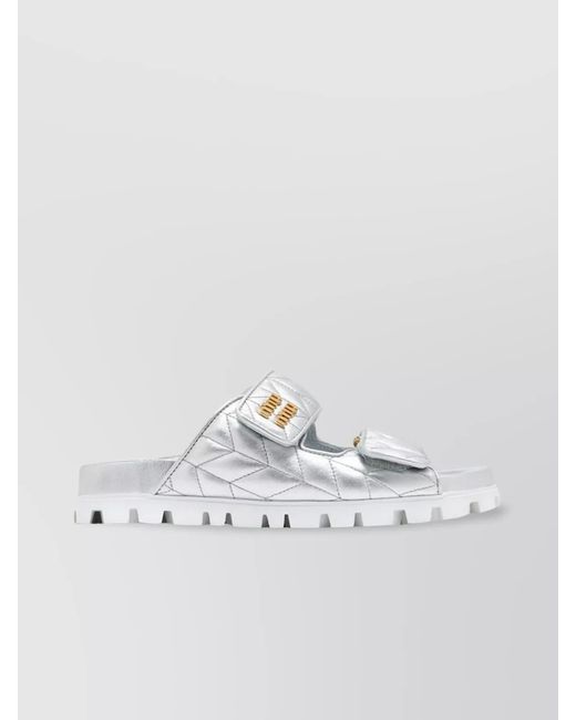 Miu Miu Gray Leather Sandals